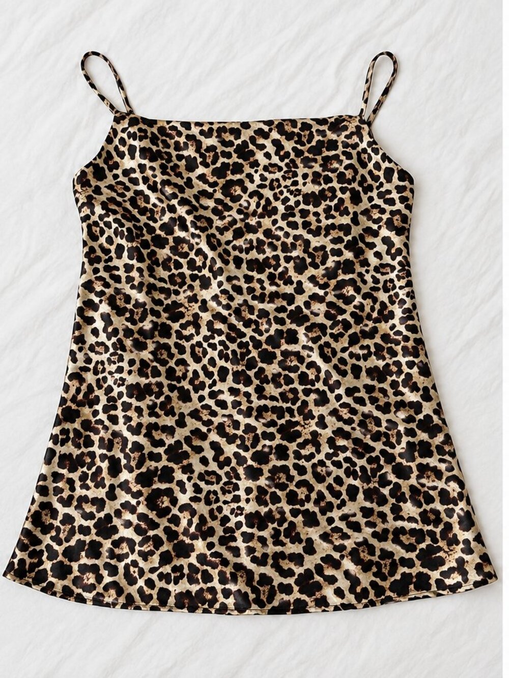 Cherish Leopard Print Satin Slip Mini Dress Size L Y2K